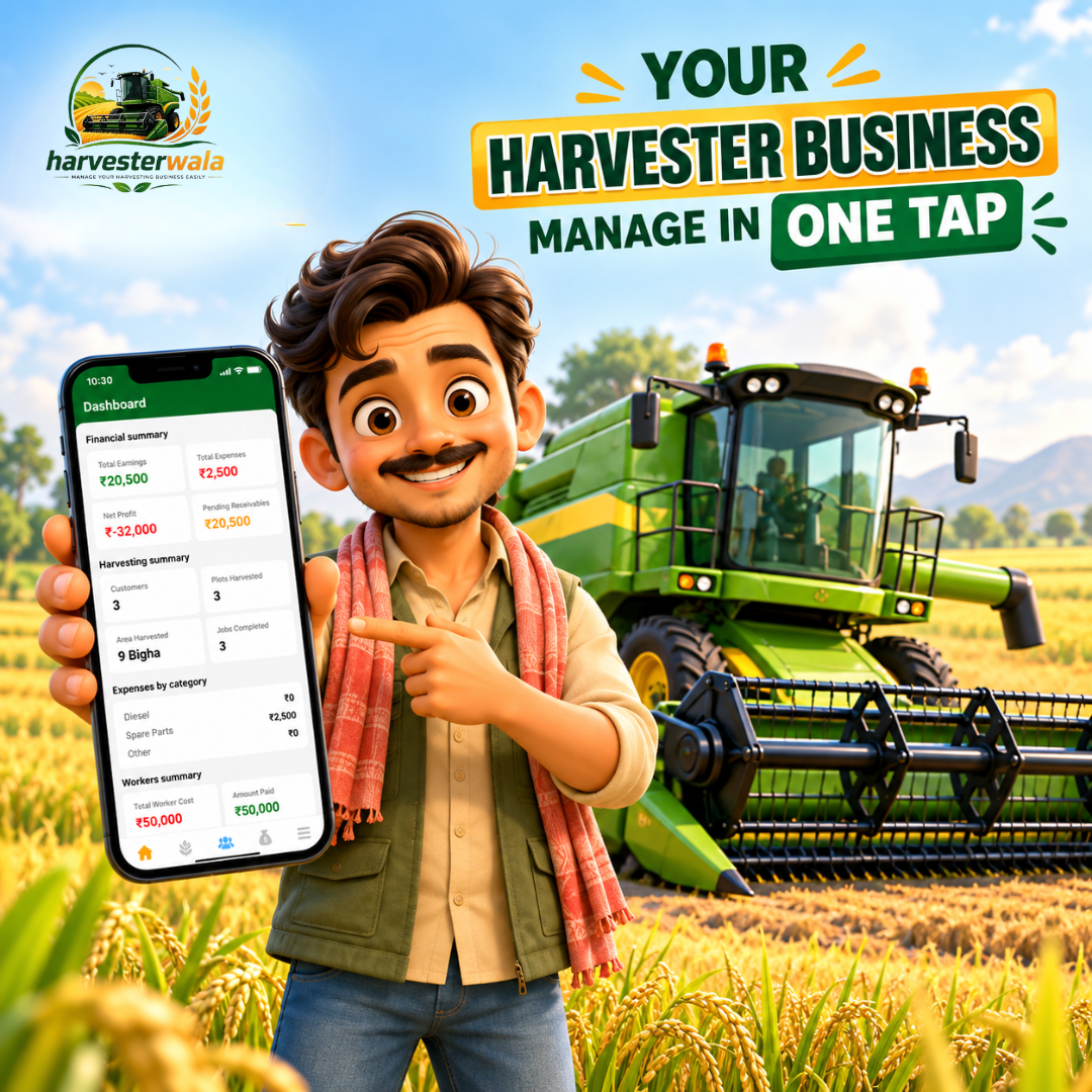 Harvesterwala Mobile App – Harvester Booking, Payment and Expense Management App