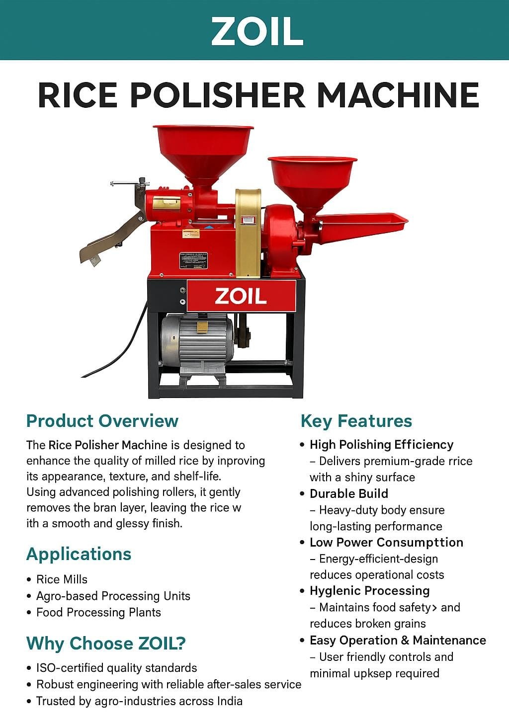 ZOIL RICE POLISHER MACHINE