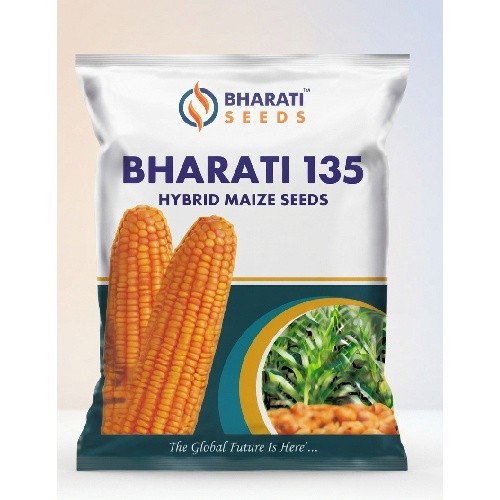 BHARATI 135 Hybrid Maize Seeds | Double Cross Hybrid | Shining Grains | High Shelling Percentage | Disease & Pest Tolerance