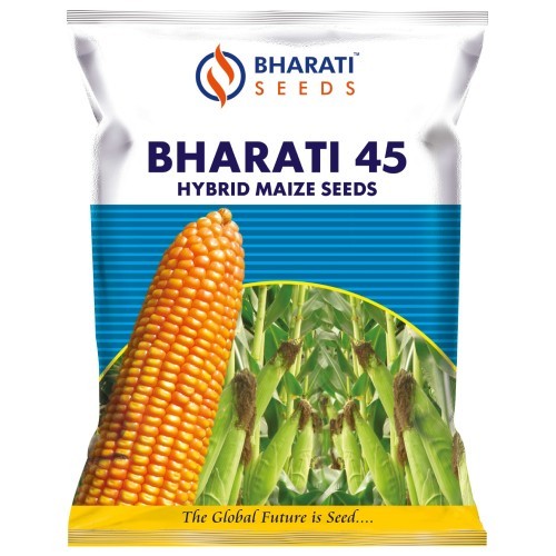 Bharati 45 Hybrid Maize Seeds | Long & Uniform Cobs | Long Weighted Narangi Colour Grains | High Shelling Percentage