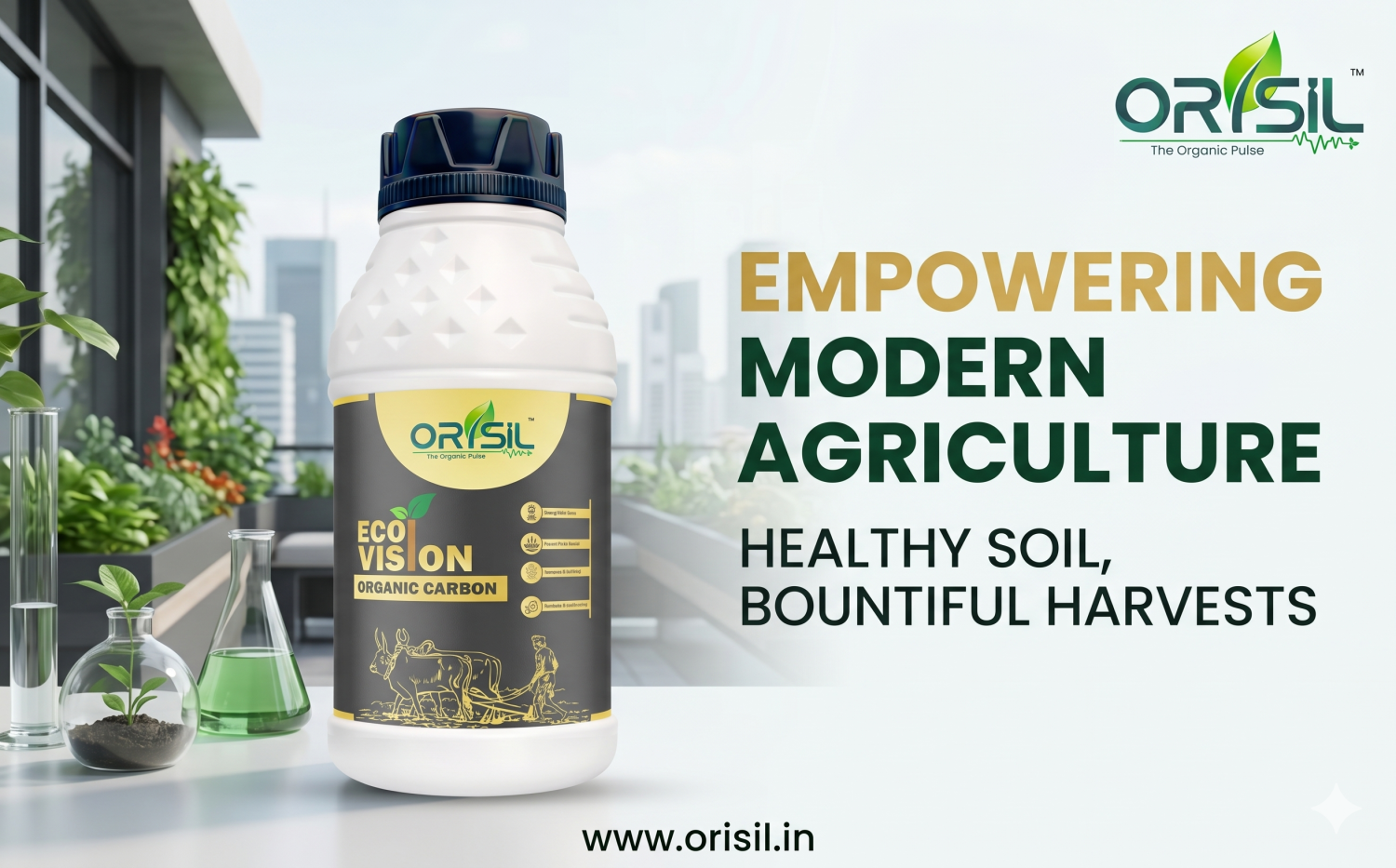 Eco Vision Organic Carbon Liquid Fertilizer (C-35%) | Soil Conditioner & Plant Growth Booster | Improves Soil Fertility, Root Development & Nutrient Absorption | For Soil Application |1 Litre