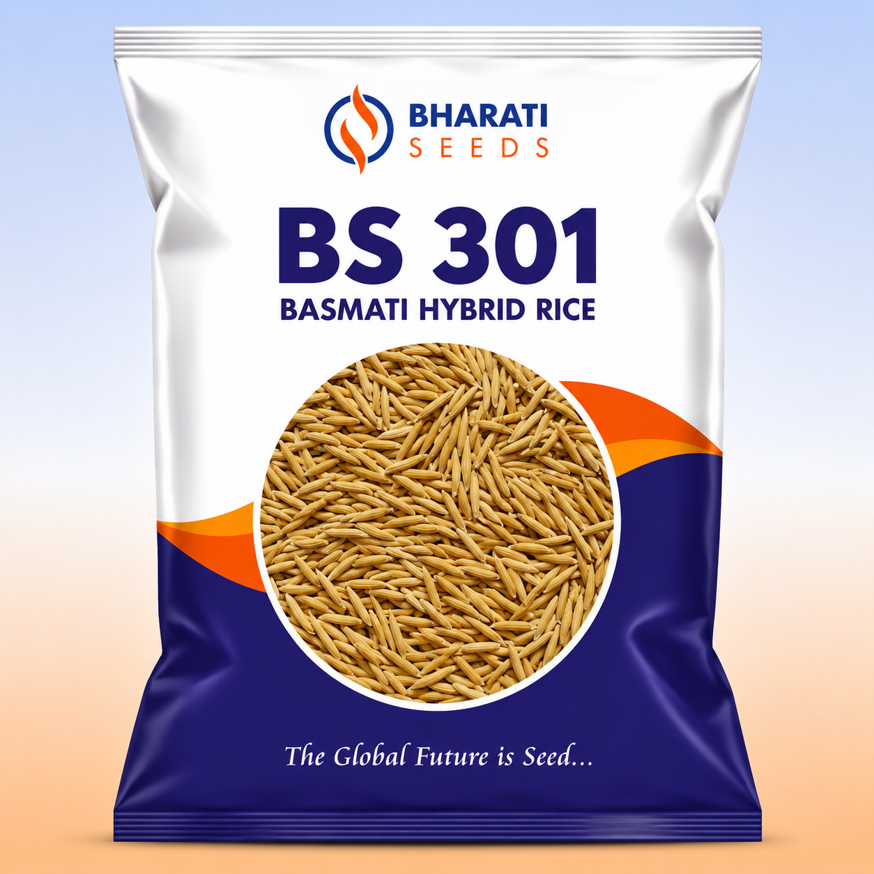 BHARATI BS 301 Hybrid Rice Seeds | Long Thin Premium Basmati Grains | High Market Value | Disease & Pest Tolerant