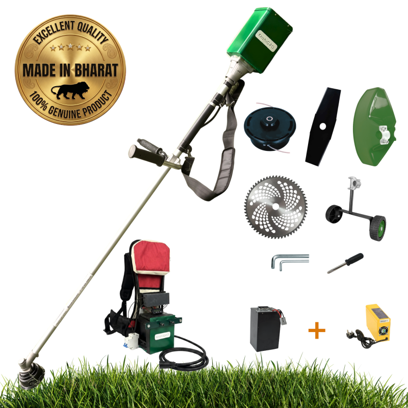 KrishiGRO 48V Battery Powered (Cordless) Electric Brush Cutter with Battery and Charger
