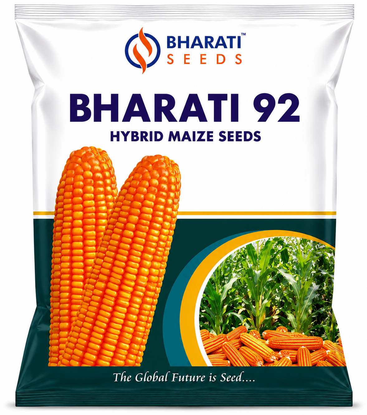 BHARATI 92 Hybrid Maize Seeds | Long & Uniform Cobs | Narrow Shank | High Shelling Percentage | Weighted Grains